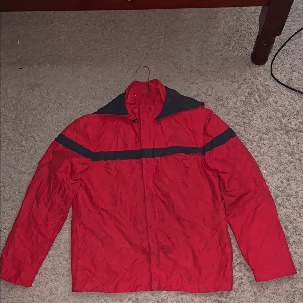 RED WINDBREAKER JACKET WITH POCKETS